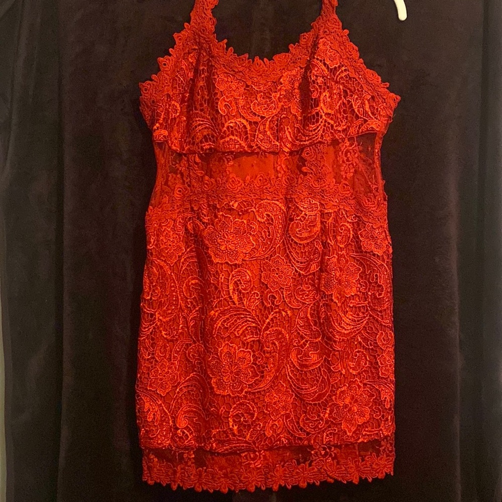 Red zip up dress